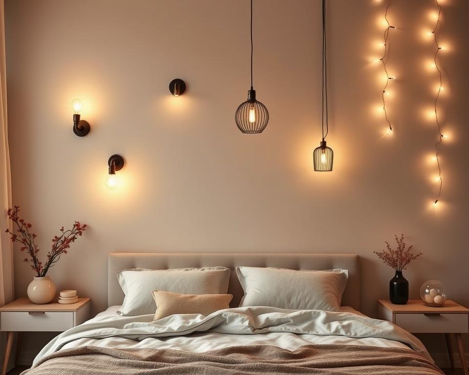 Bedroom empty wall ideas home decor with lighting