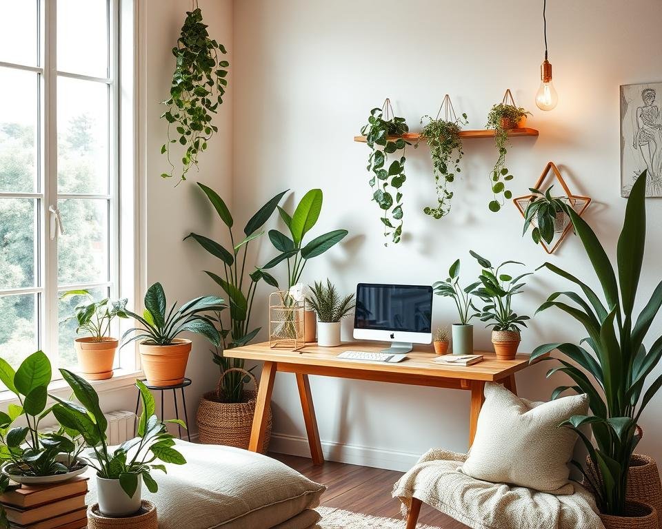 Biophilic office design with plants