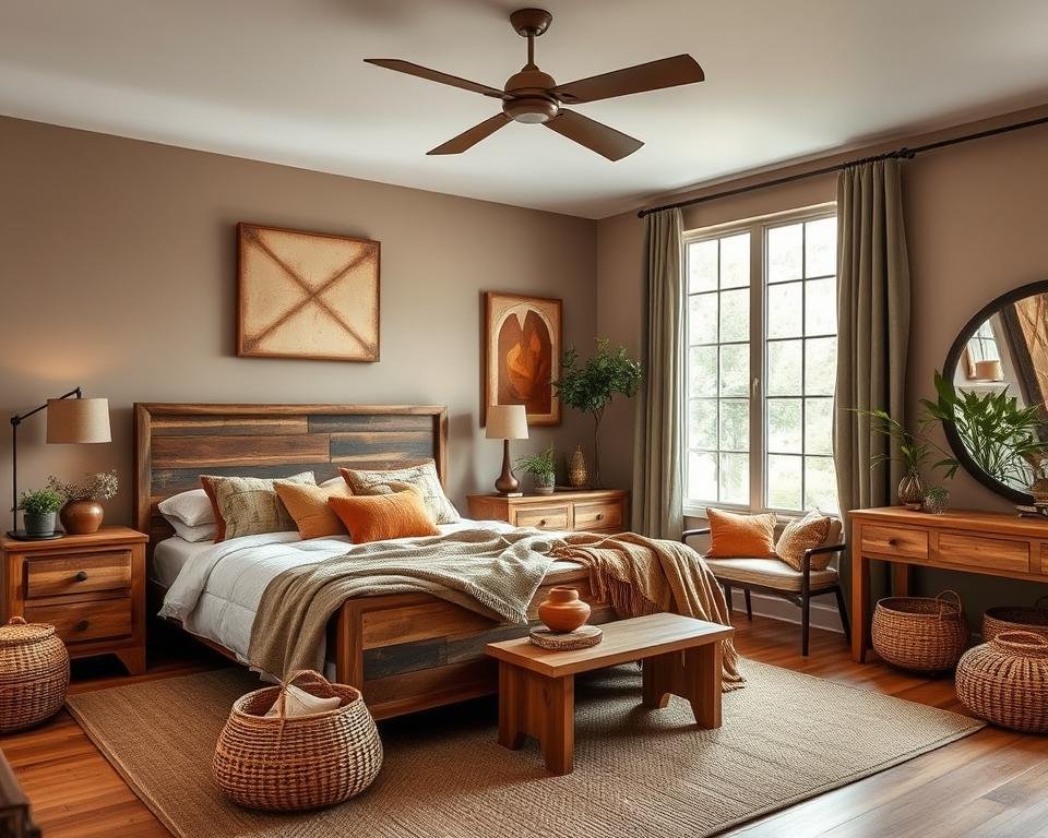 Earthy color palette for cozy bedroom