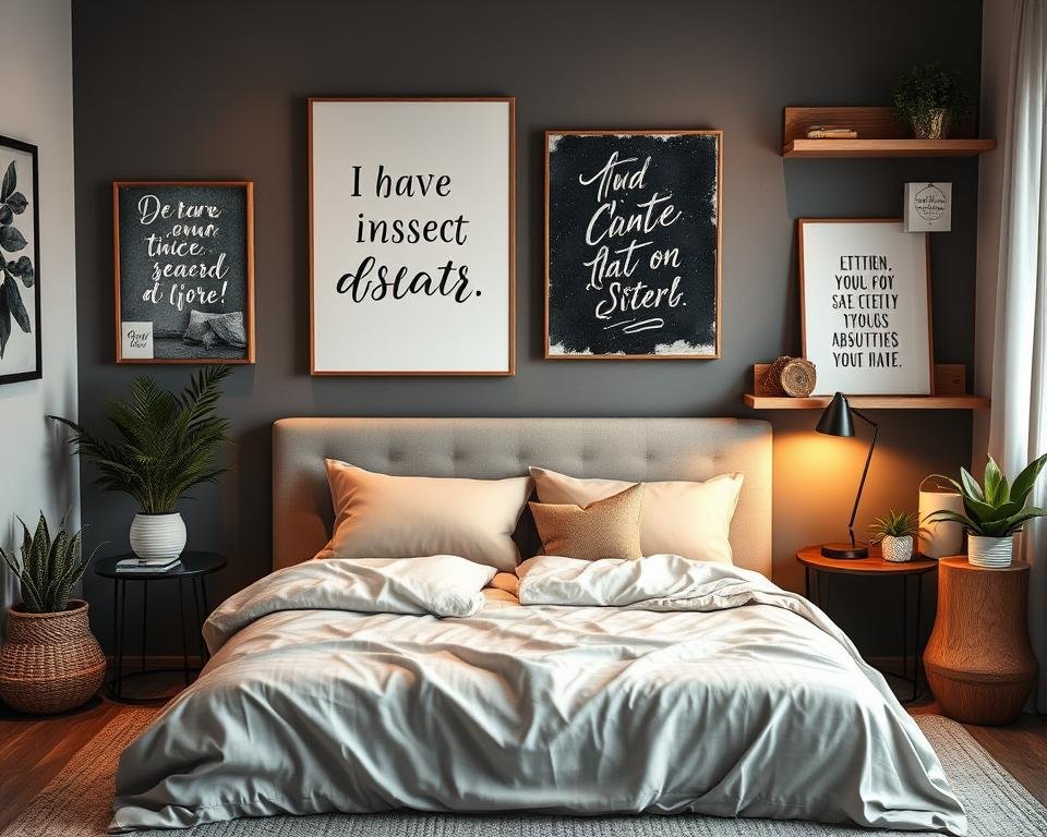 Inspirational quotes in bedroom decor