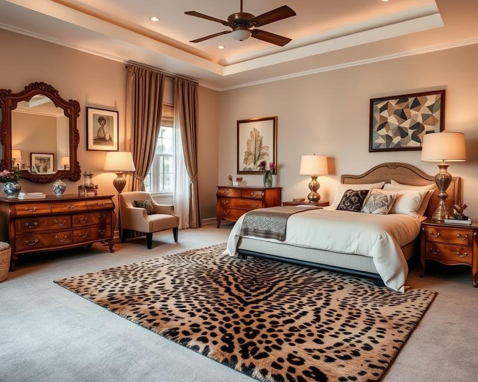 Leopard area rug as a focal point