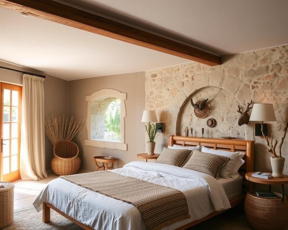 Natural texture bedroom with organic materials