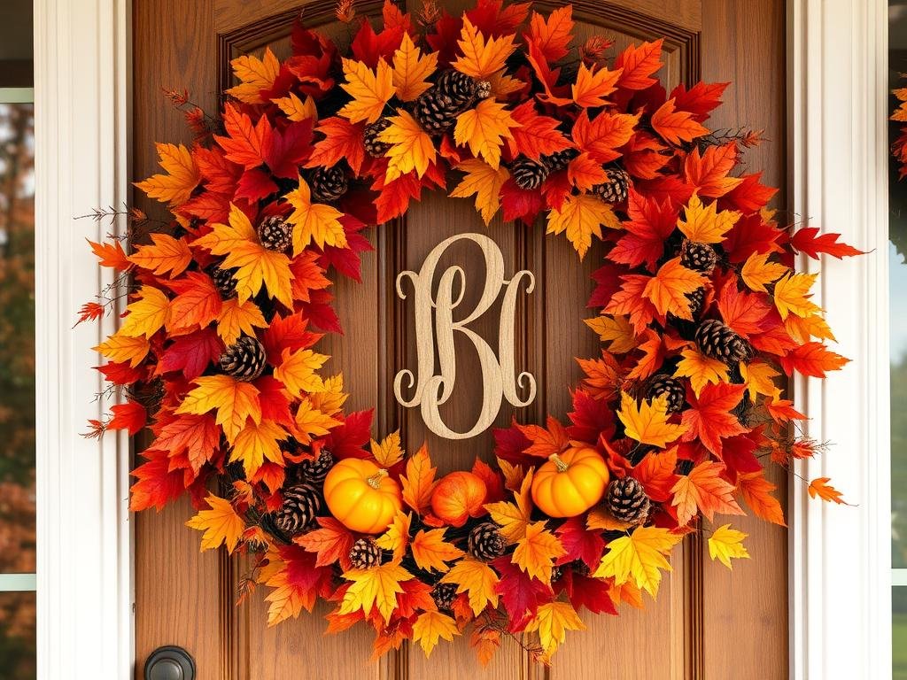 Personalized fall wreaths front door decor