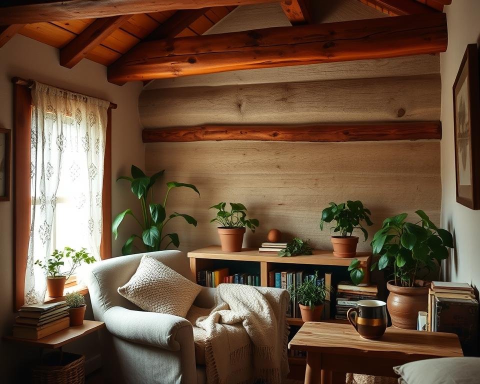 Rustic bedroom reading nook