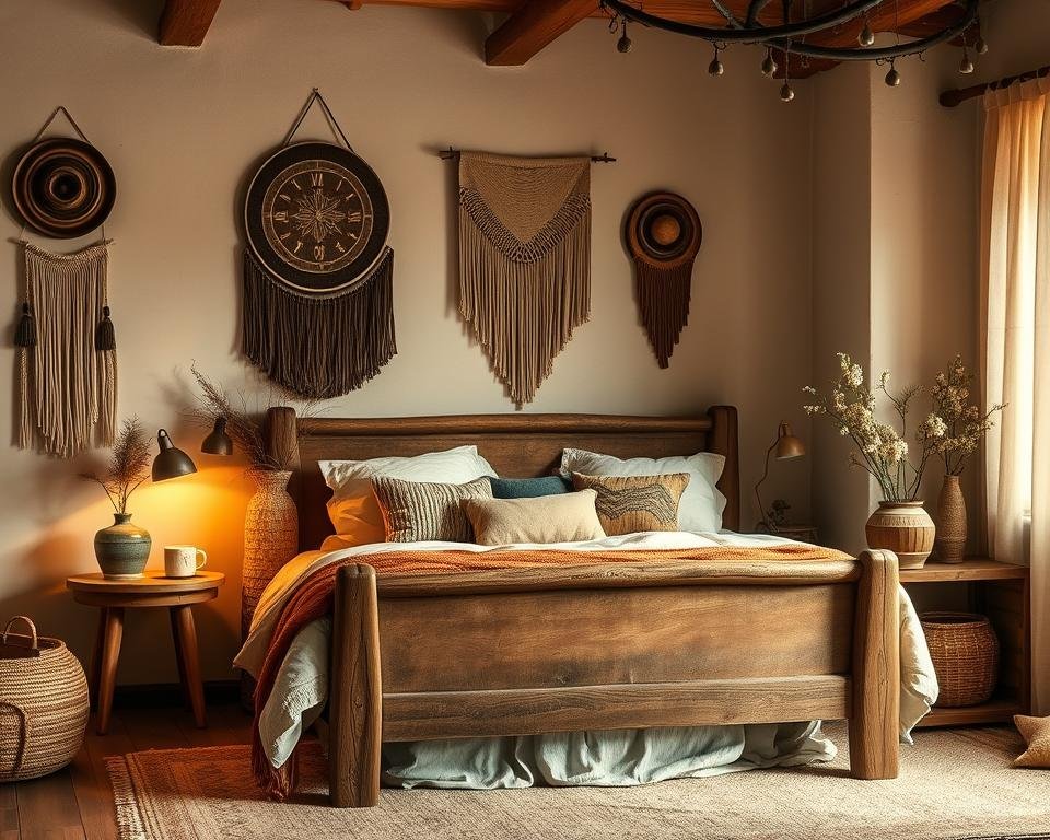 Rustic decor with wooden wall hangings