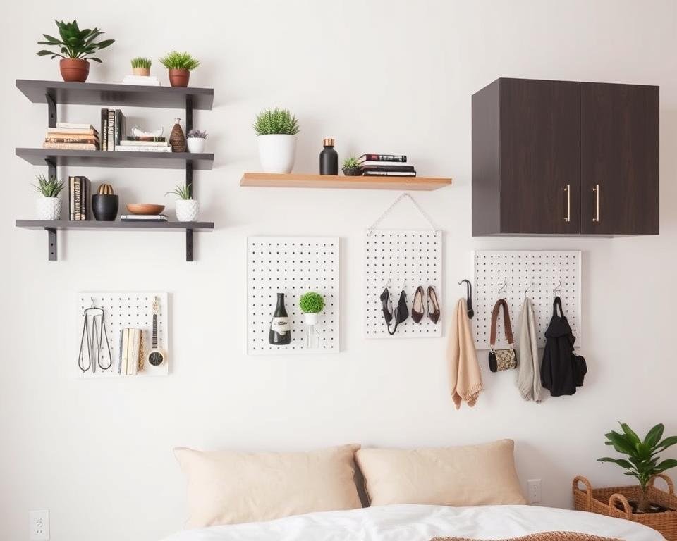 Wall storage solutions for bedroom decor