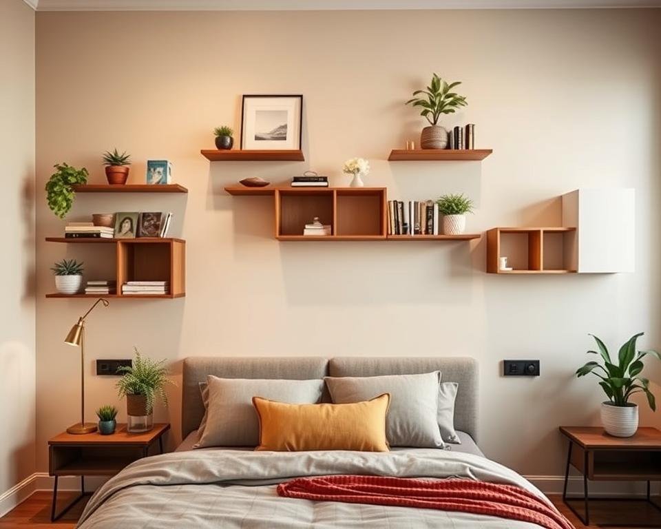 Wall storage solutions for bedroom decor