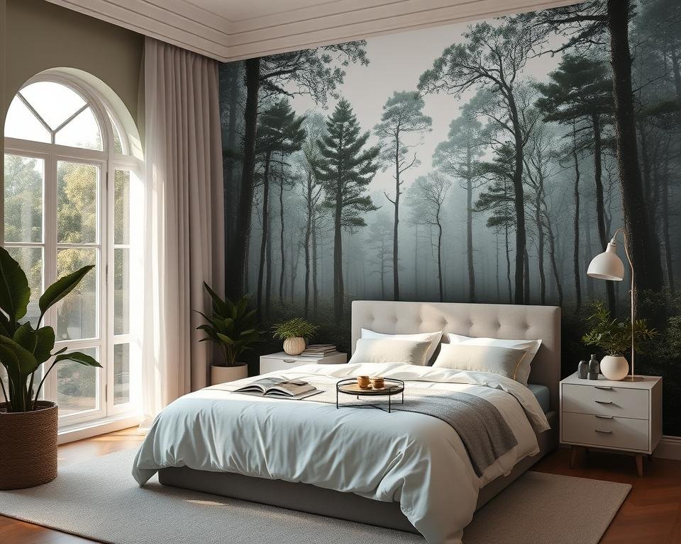 Wallpaper murals in bedroom