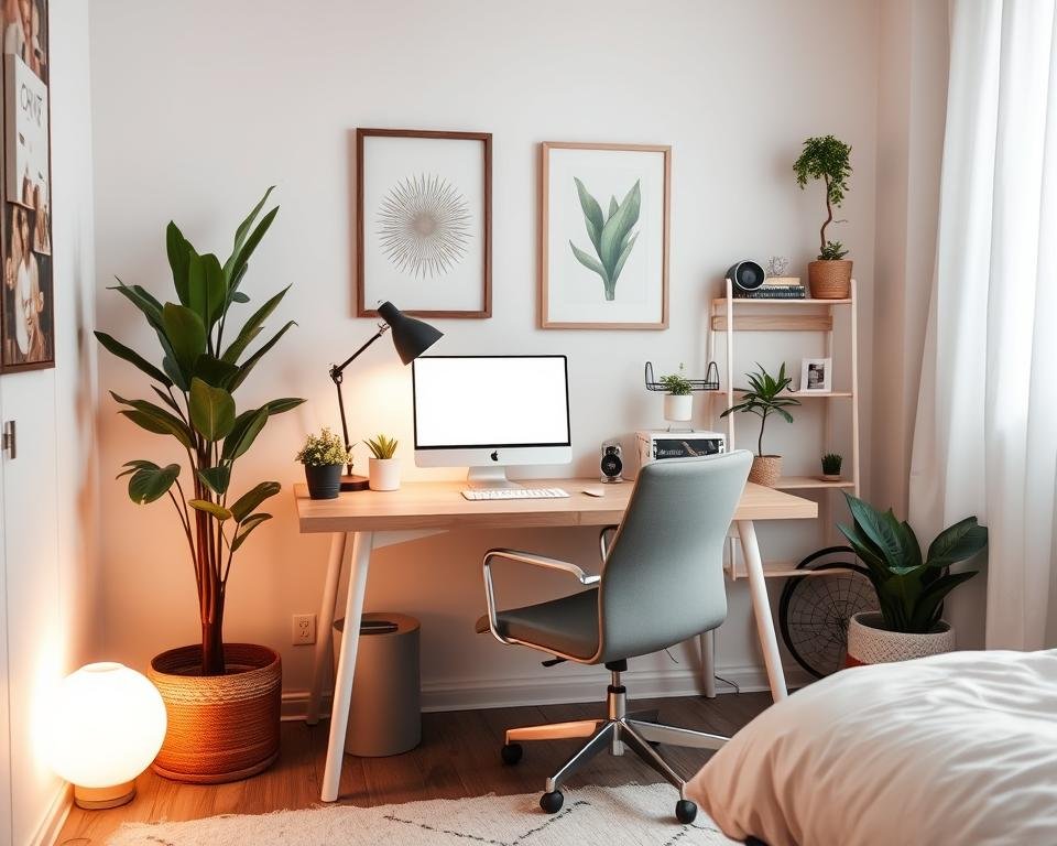 Work from home set up in bedroom decor