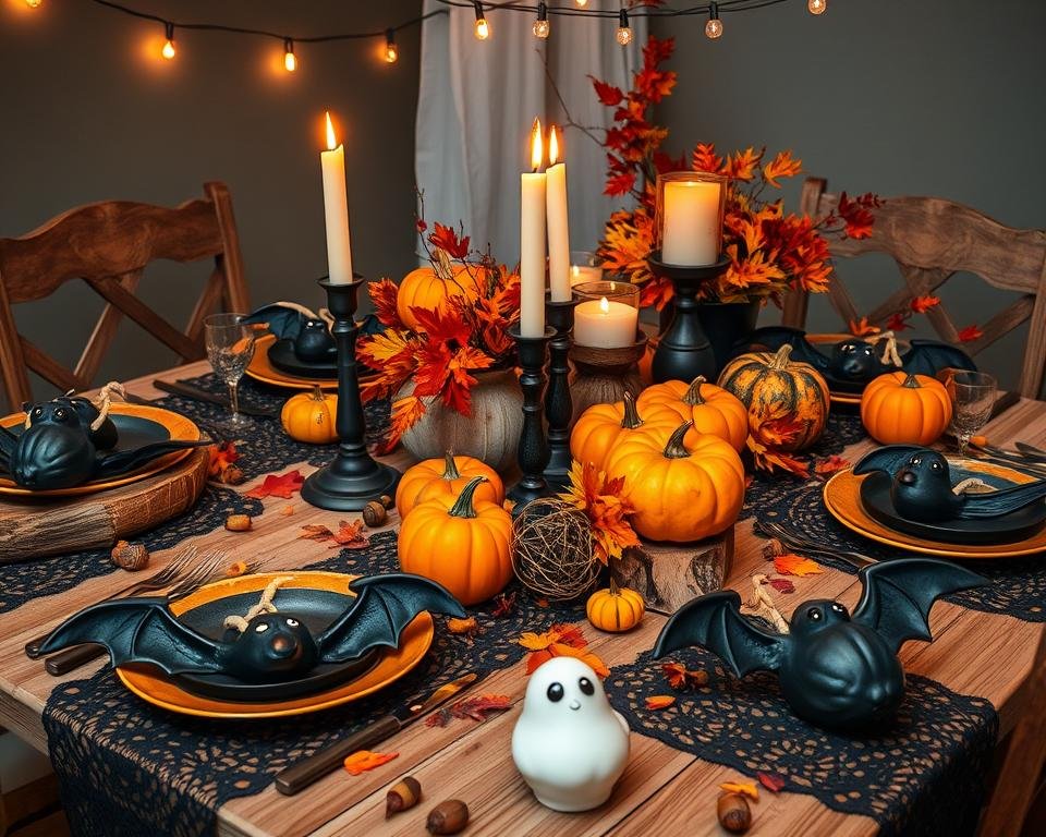 autumnal halloween decor