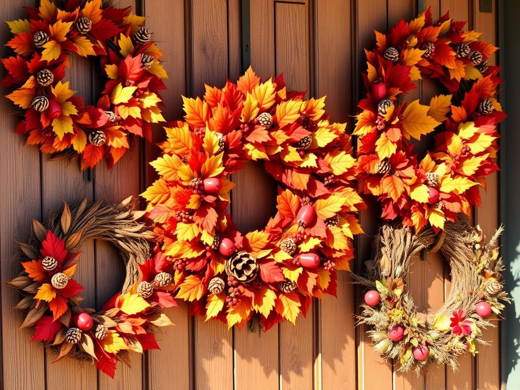 autumnal outdoor wreaths with vibrant color palette