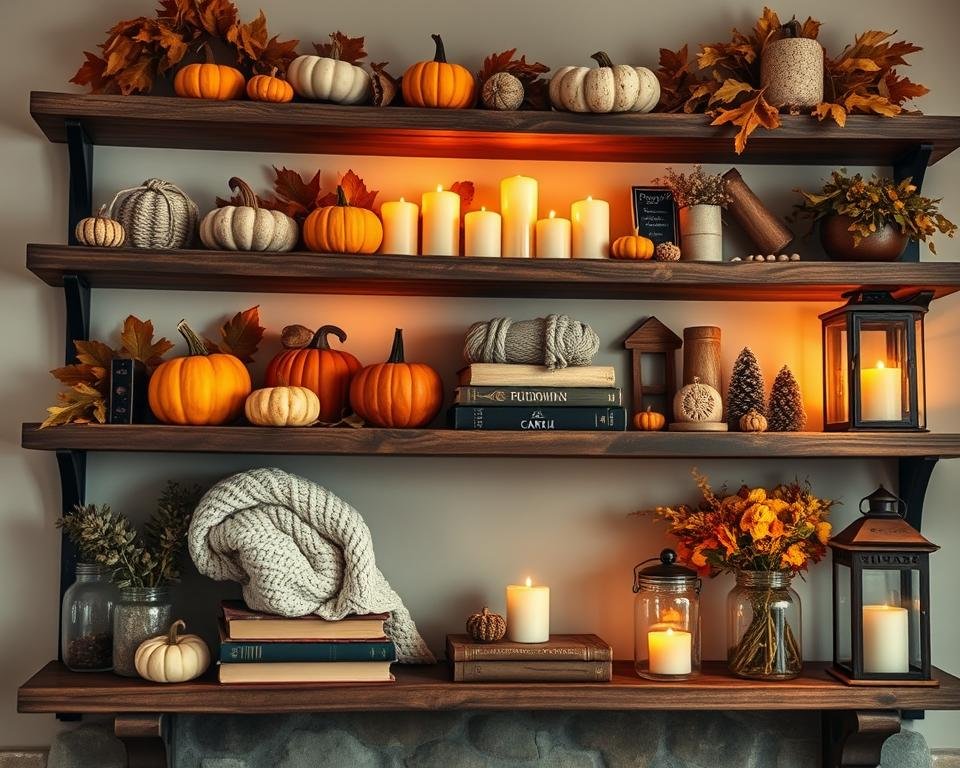 decorative shelf arrangements for fall