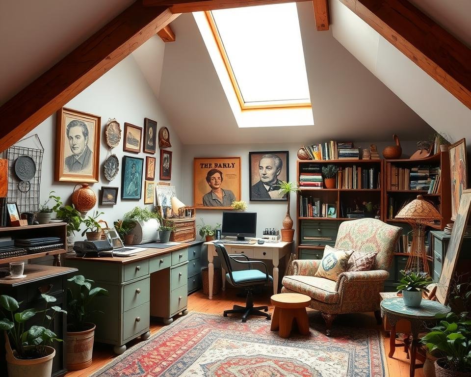 eclectic attic office