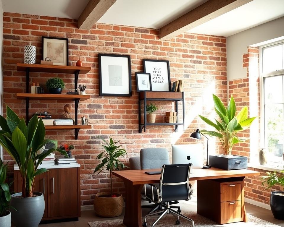 exposed brick accent wall