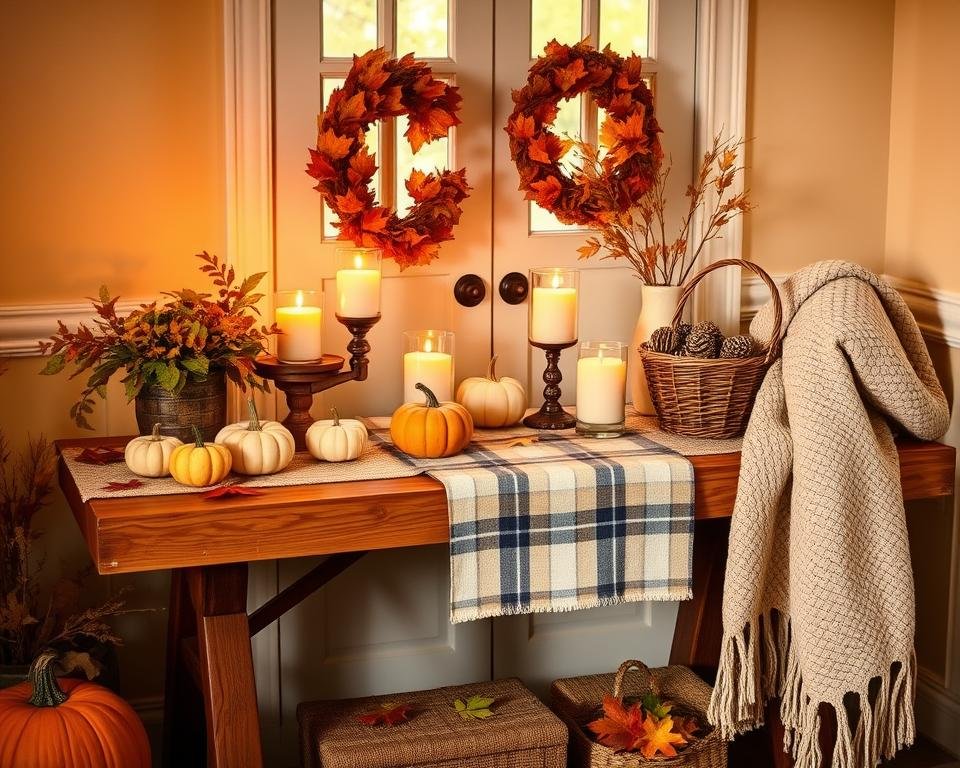 fall home decor entry table