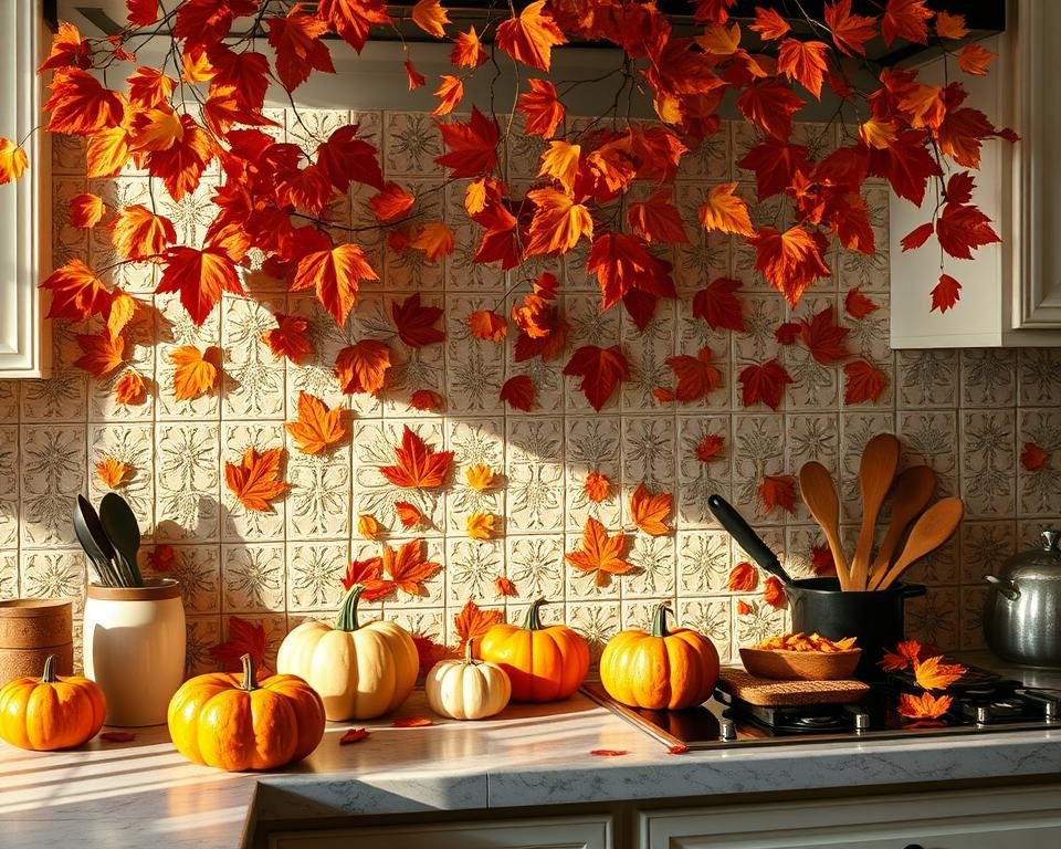 fall-themed backsplash