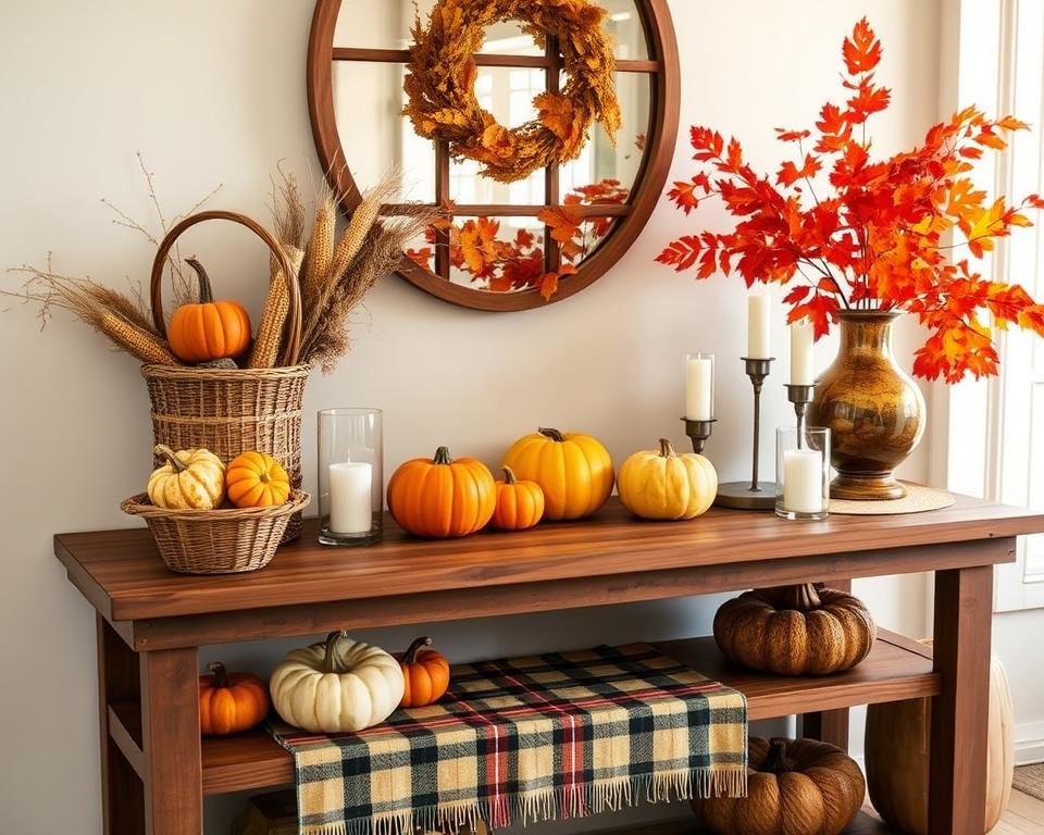 harvest-themed entry table display