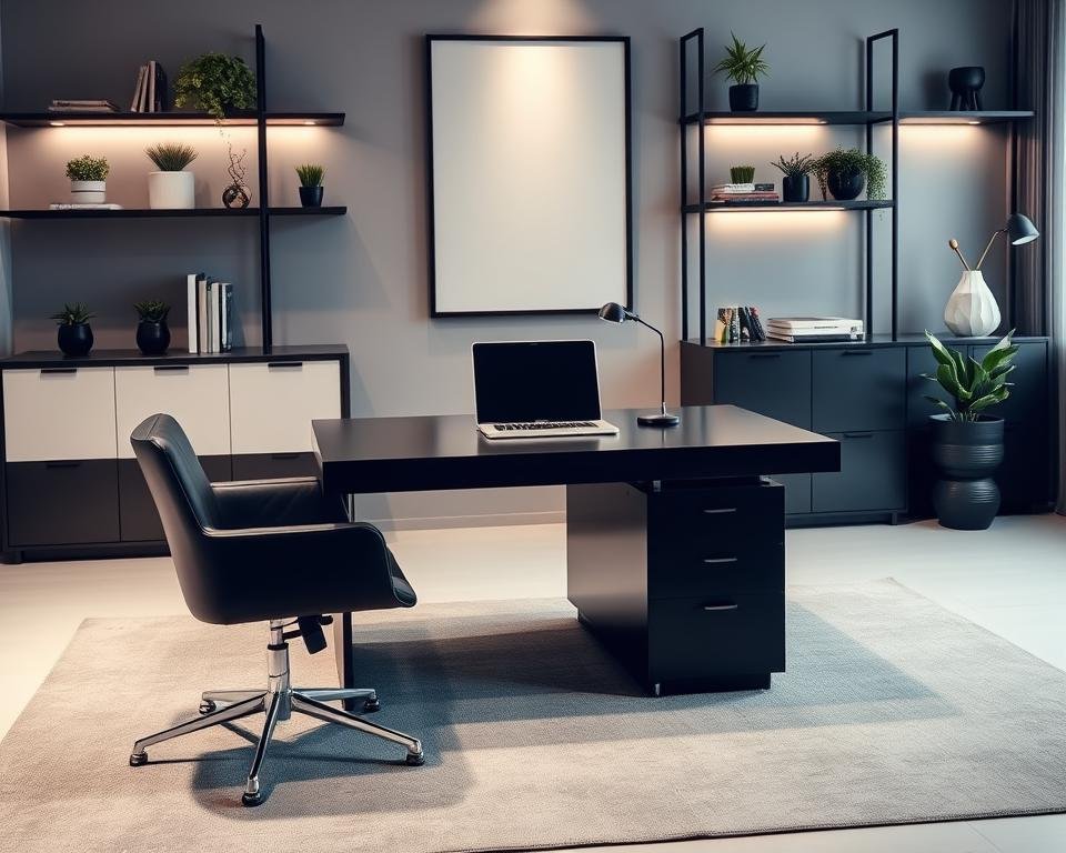 home office decor black desk