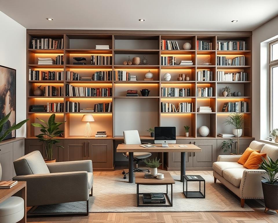 home office decor bookshelves