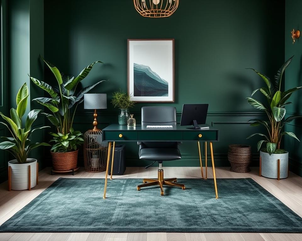 home office decor dark green