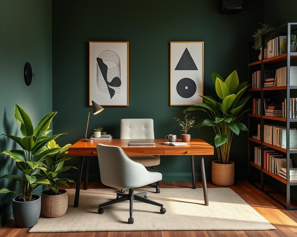 home office decor dark green