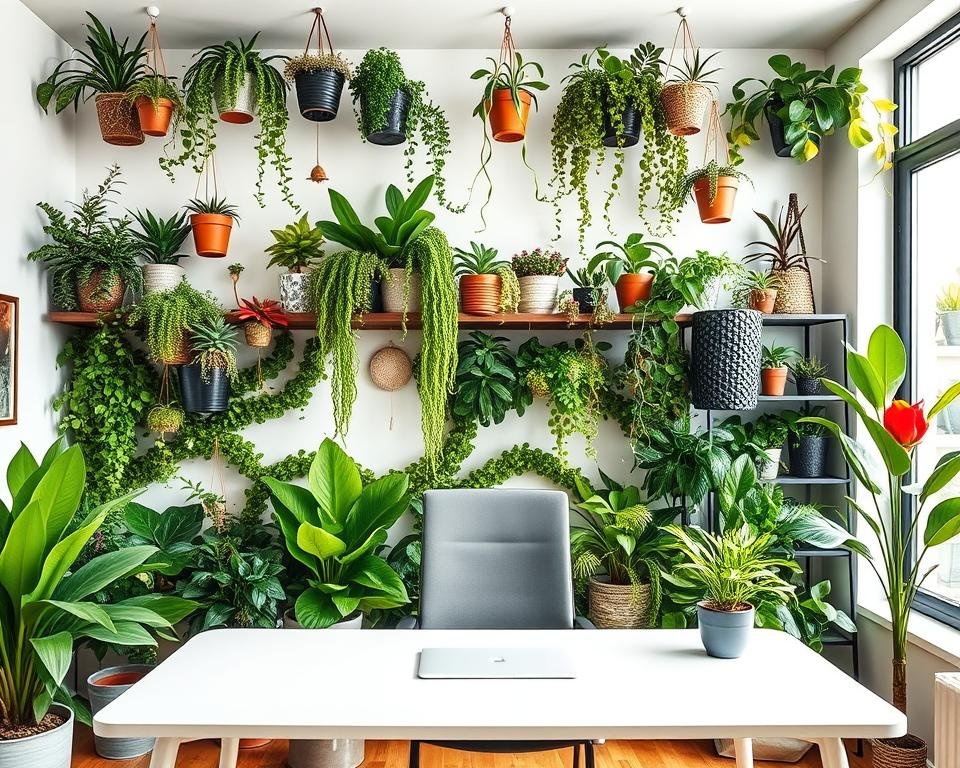 home office plant wall