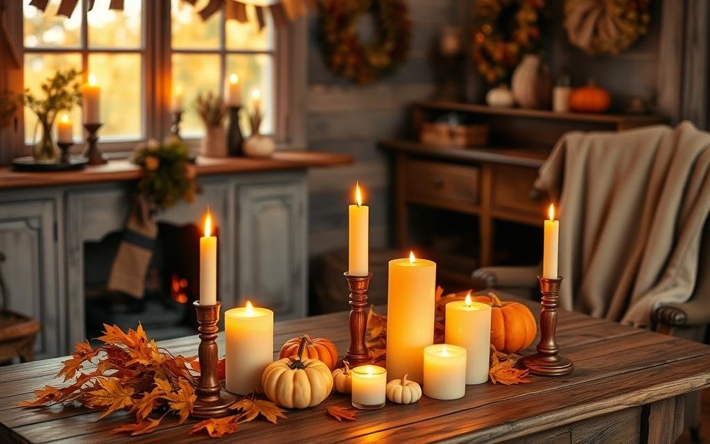 lighting candles for autumn warmth