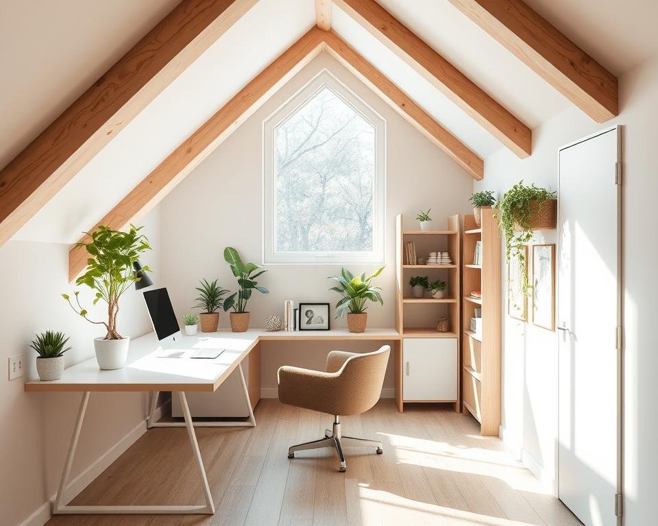 minimalist attic workspace