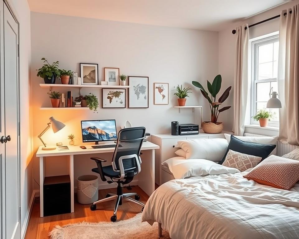 multifunctional bedroom with convertible office space