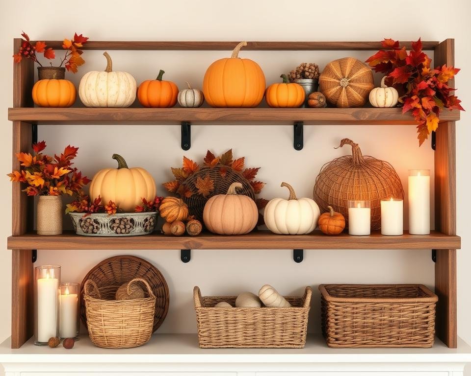 natural fall shelf decor