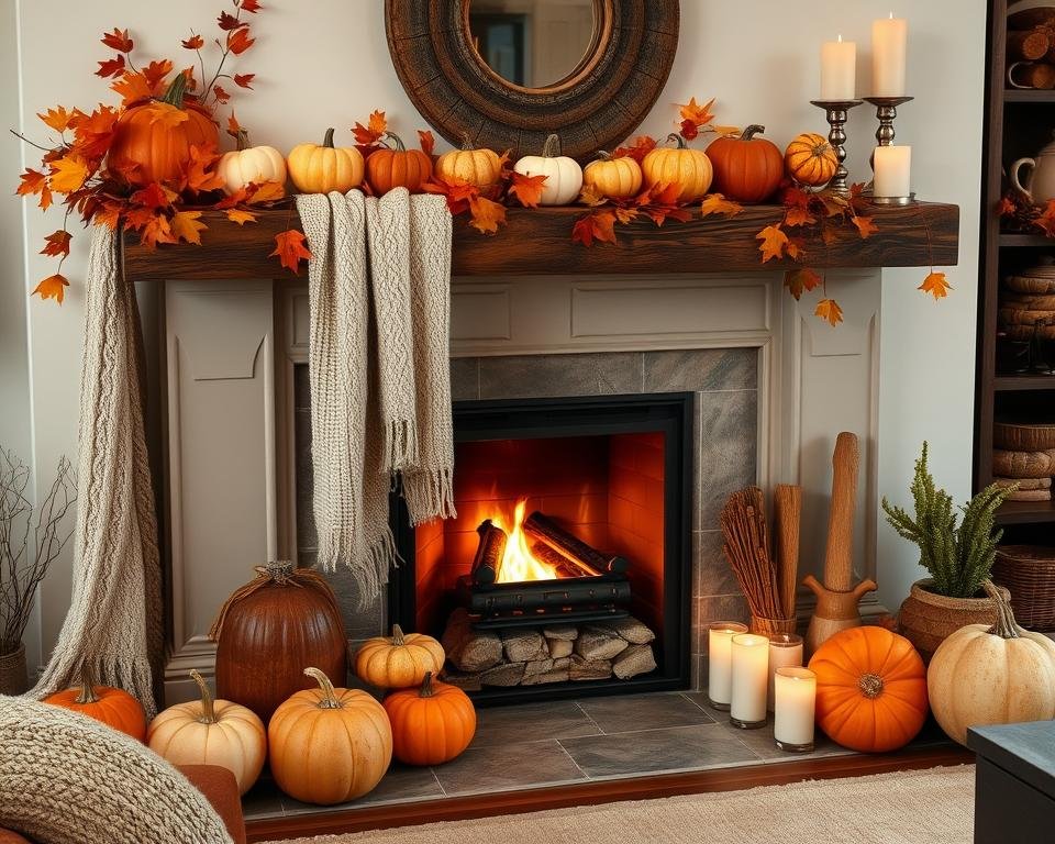 seasonal fireplace decor