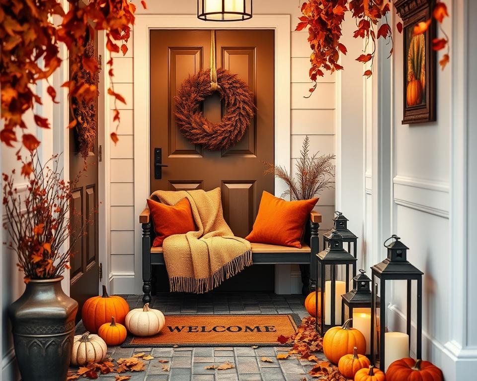 stylish fall entrance decor