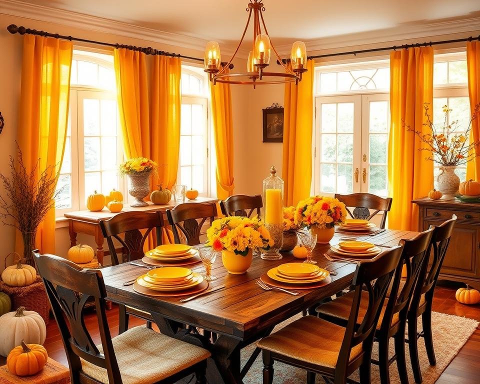 yellow dining room accents