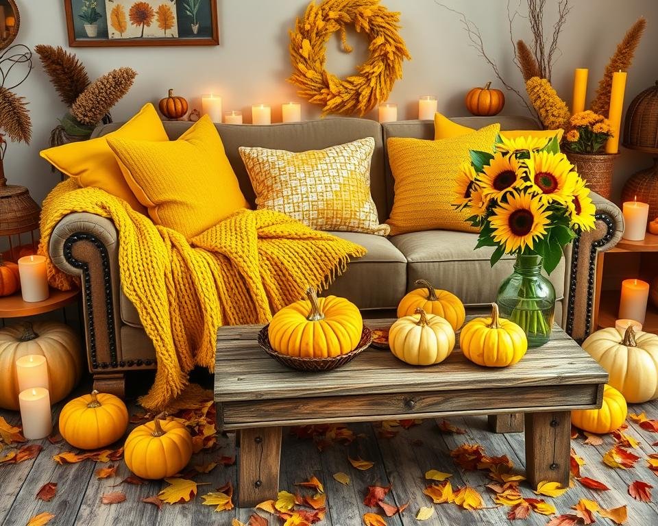 yellow fall decorations