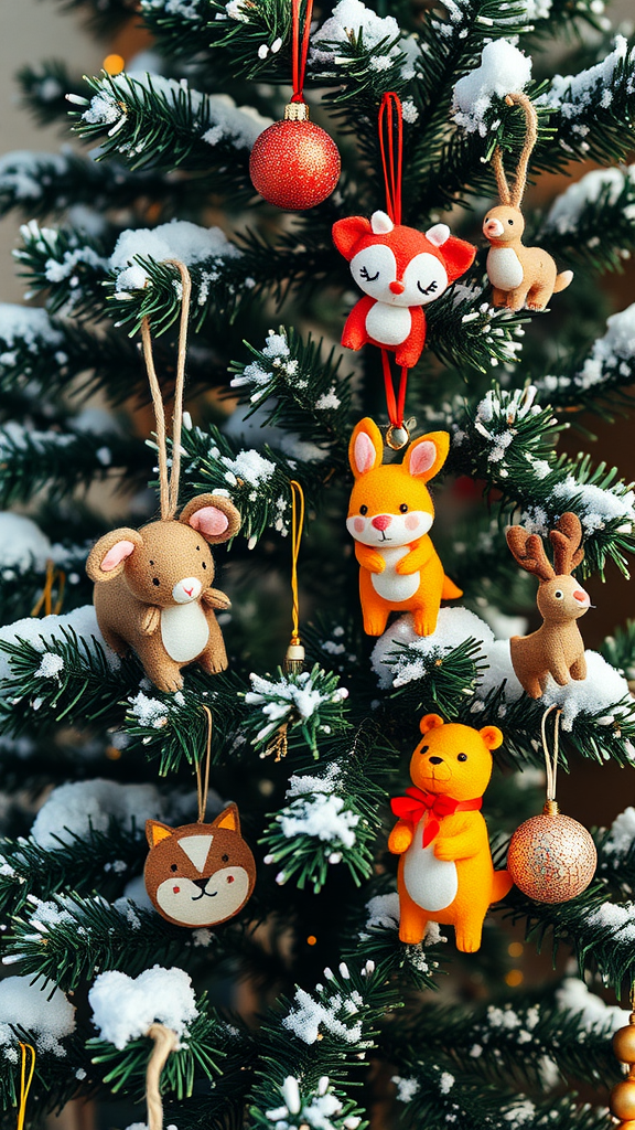 Decorative Christmas tree with photo ornaments featuring family images.