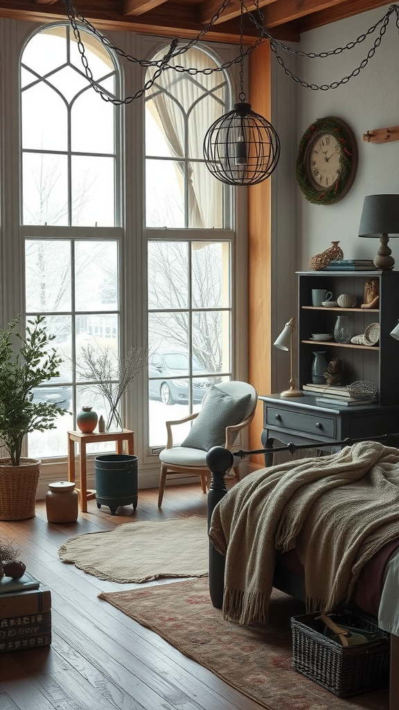 Cozy knitted throws and blankets in cream and rose colors on a bed with white pillows.
